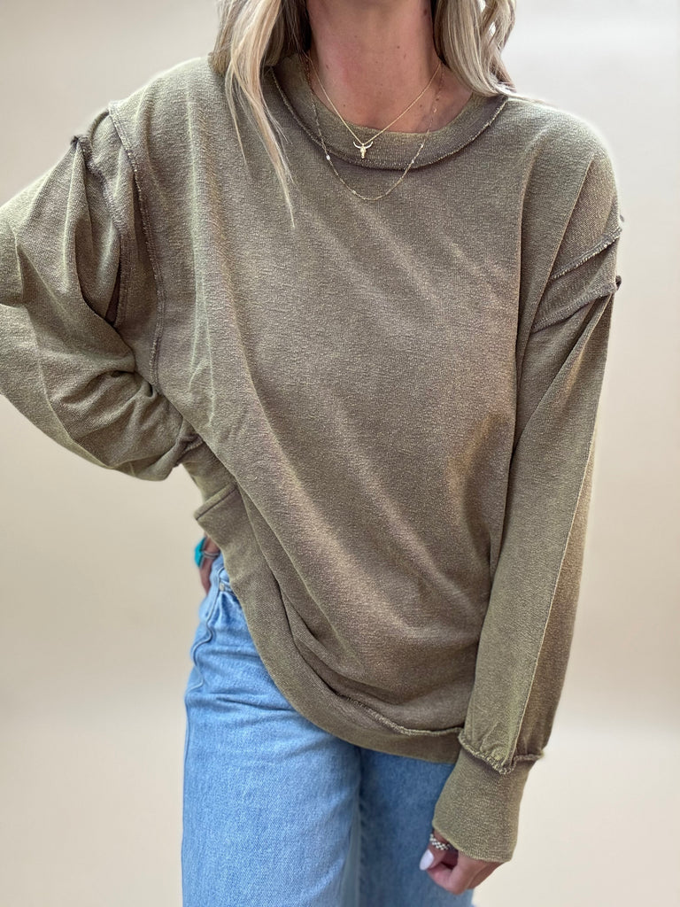 Terry Exposed Seam Pullover
