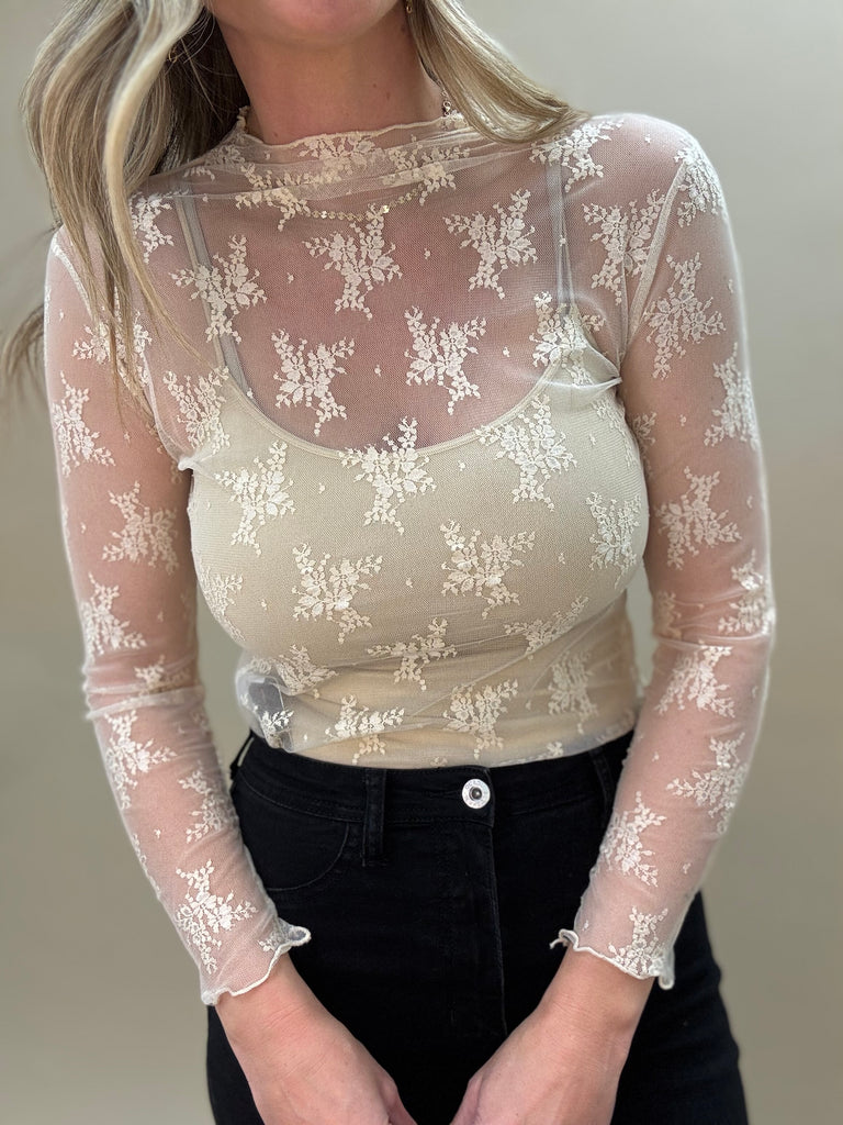 Lace Long Sleeve Beige