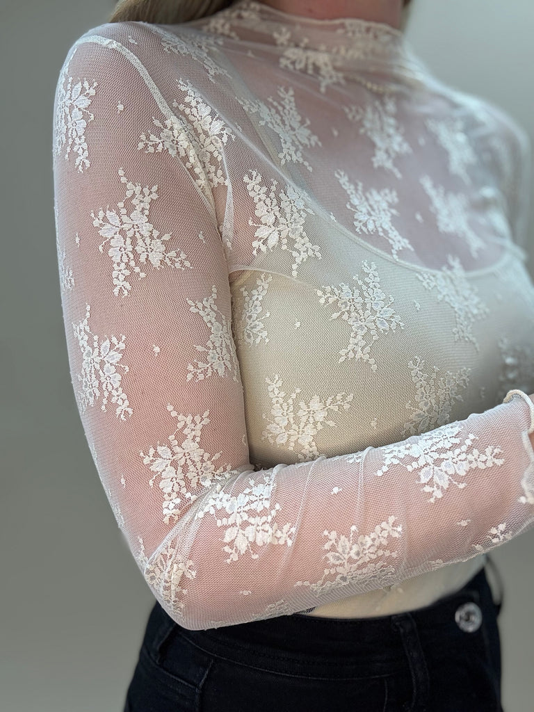 Lace Long Sleeve Beige