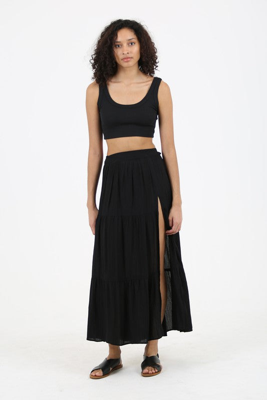 Black Maxi Slit Skirt