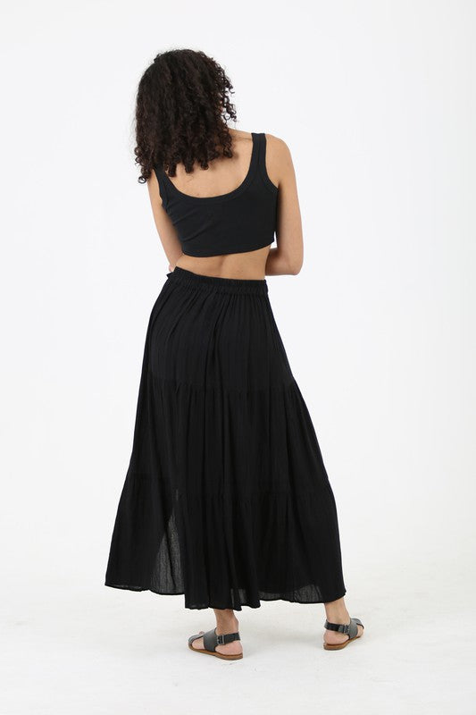 Black Maxi Slit Skirt
