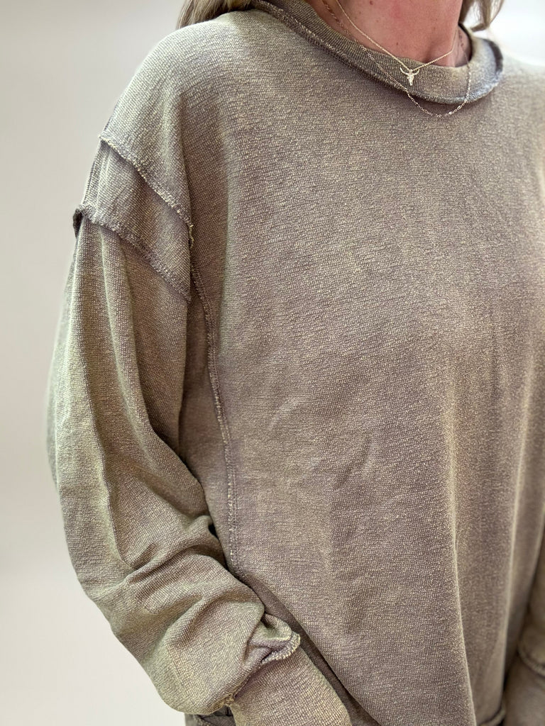 Terry Exposed Seam Pullover