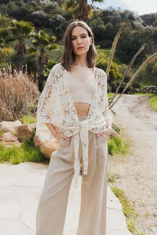 Crochet Cream Kimono Top