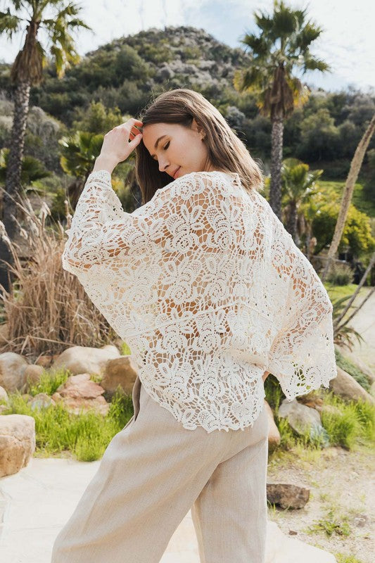 Crochet Cream Kimono Top