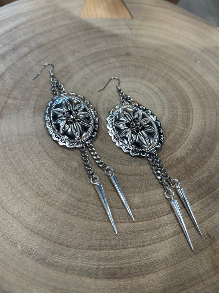 Outlaw Chain Concho Dangle Earrings
