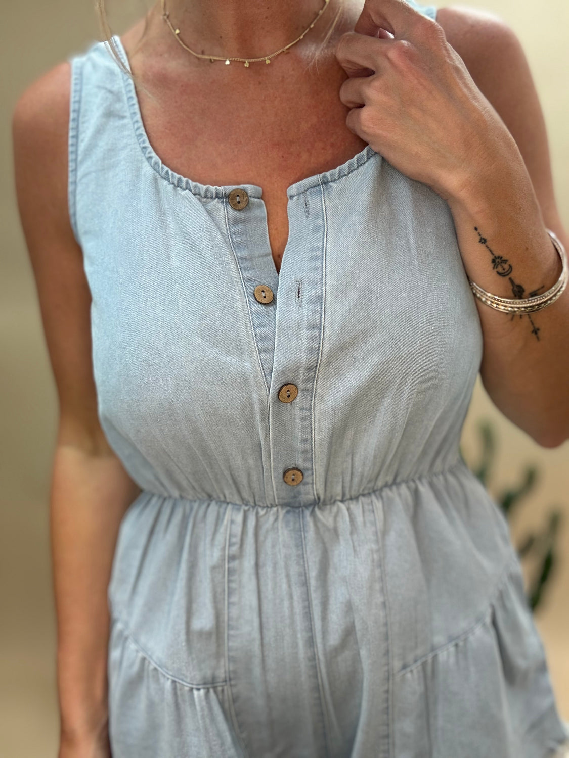 Washed Denim Romper