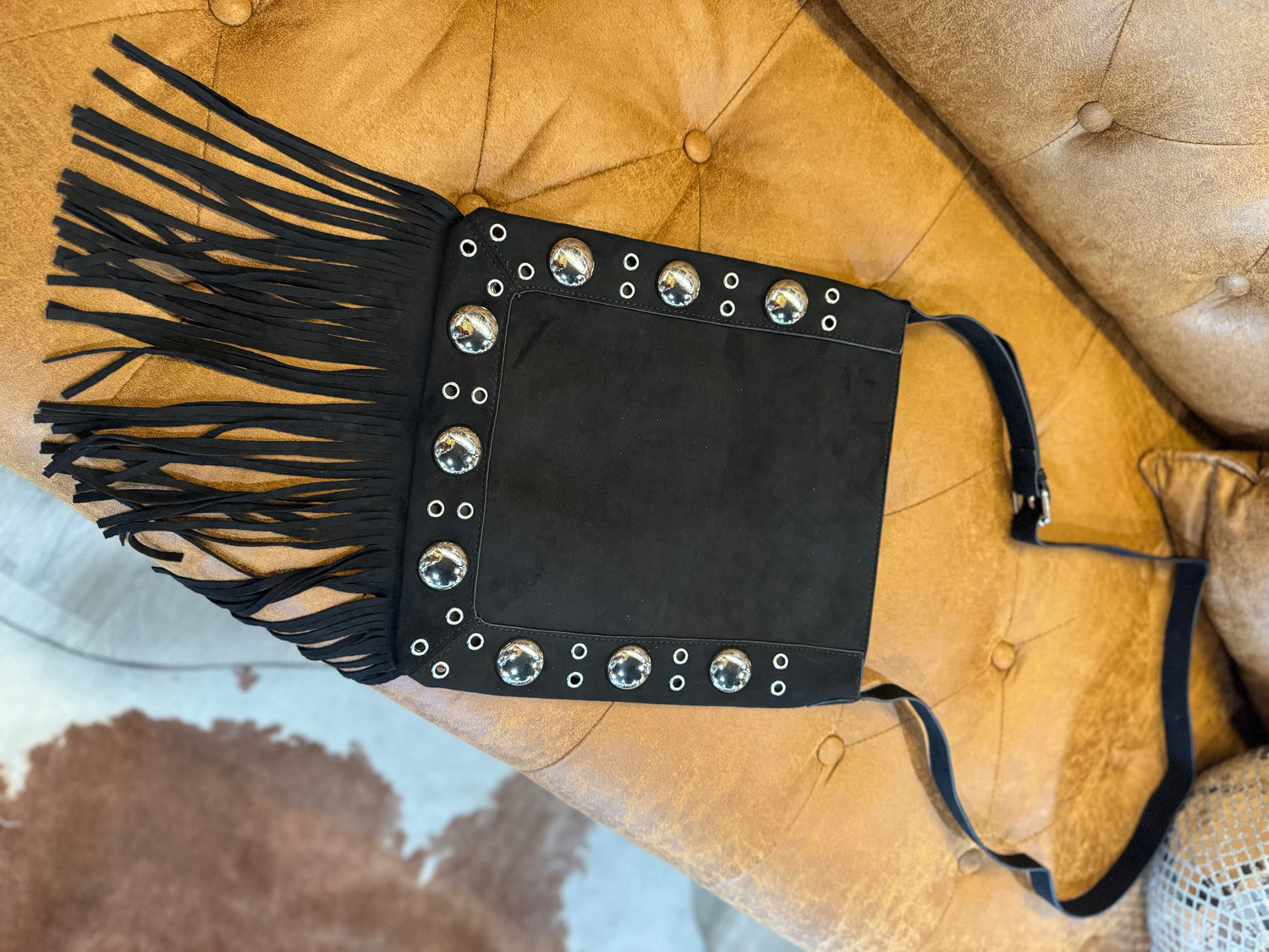 Fringe Suede Studded Bag