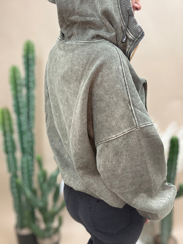 Mesa Olive Acid Washed Sweatshirt