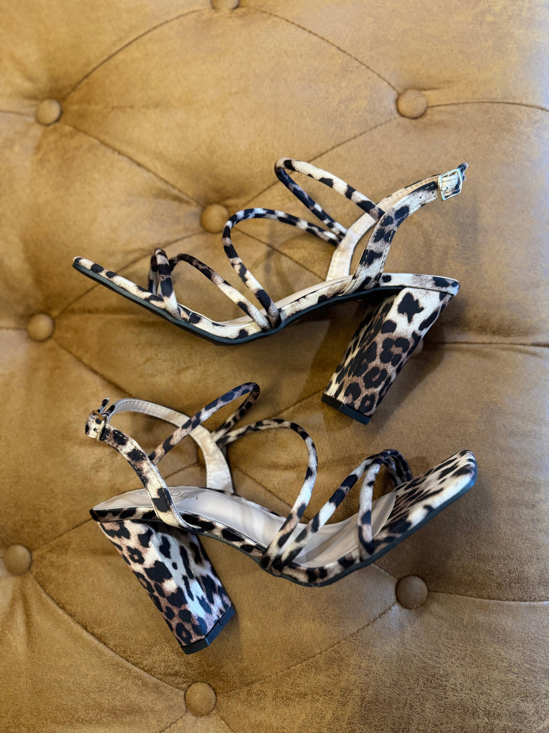 Square Toe Leopard Strappy Heel