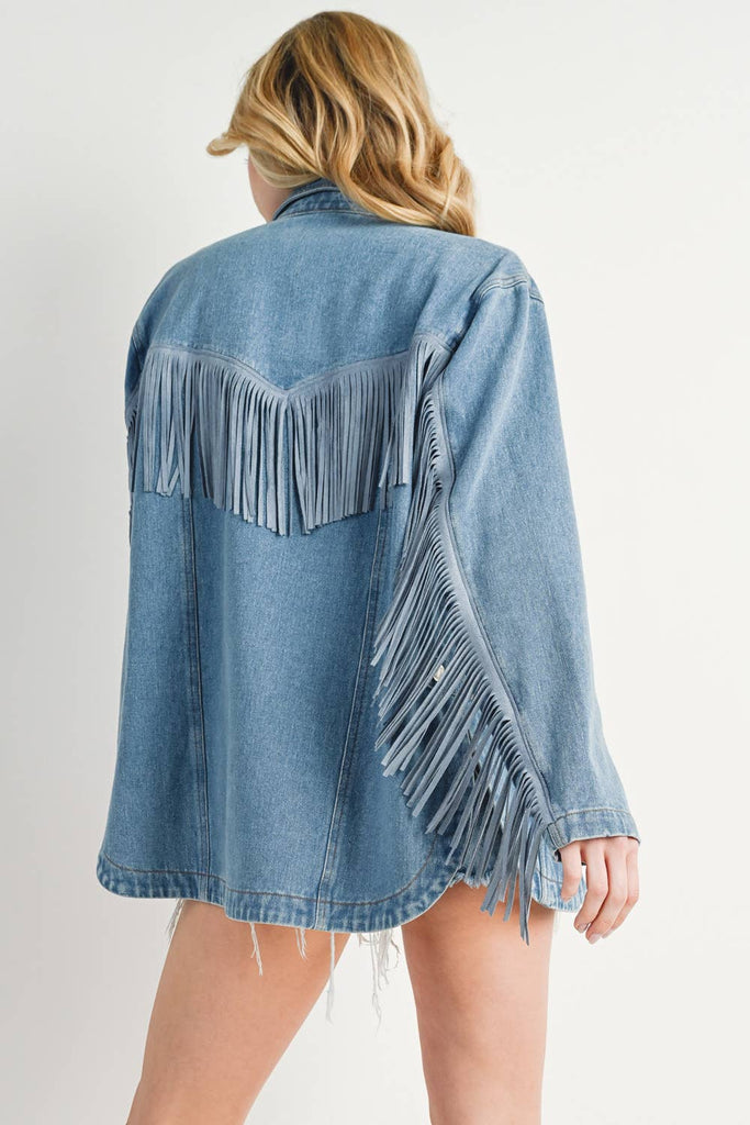 Mystic Denim Fringe Coat
