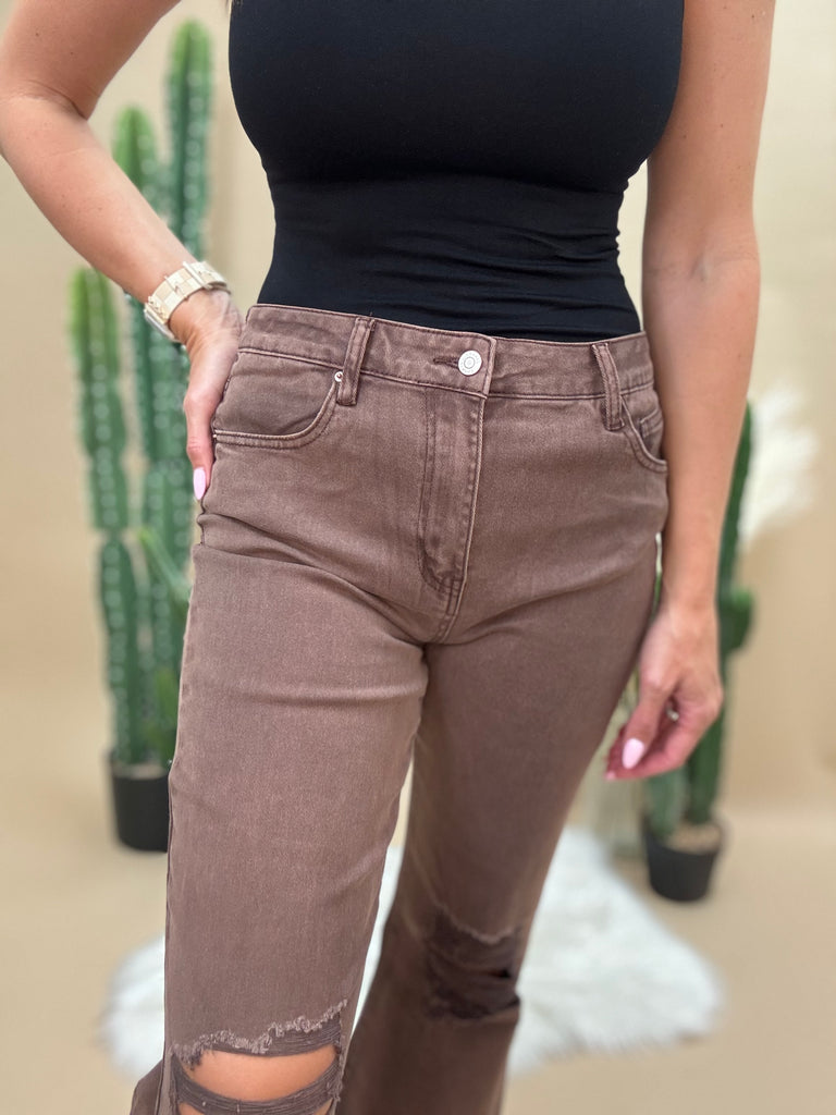 Canyon Straight Distressed Crop Jeans
