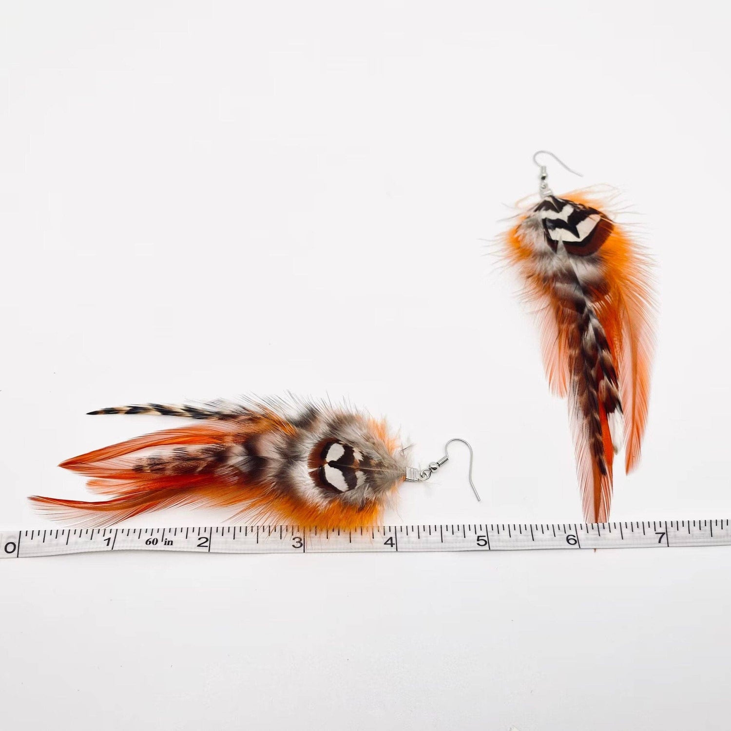 Orange Feather Earrings