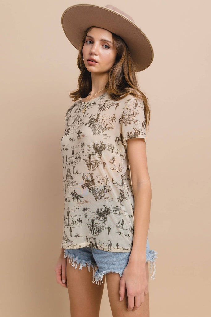 Backroads Western Print Mesh Tee