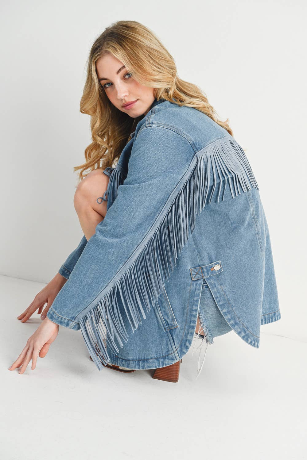 Mystic Denim Fringe Coat
