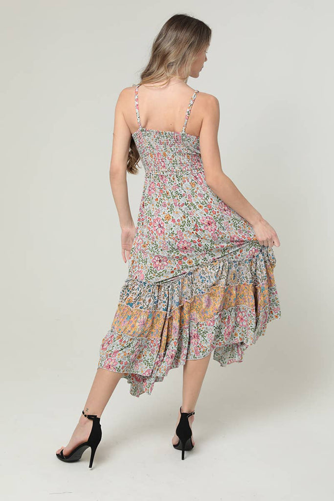 Vineyard Twist Front Midi Dress