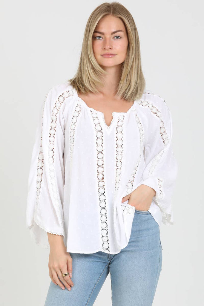 Eyelet Bell Sleeve Top