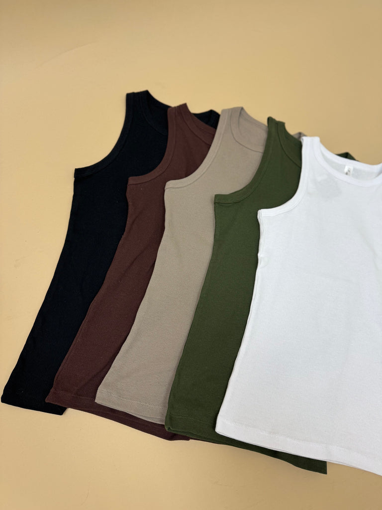High Neck Ribbed Tank Top