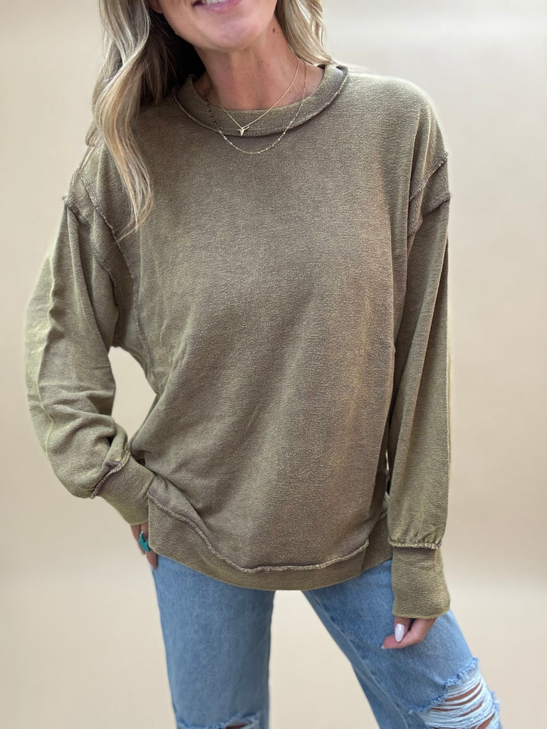 Terry Exposed Seam Pullover