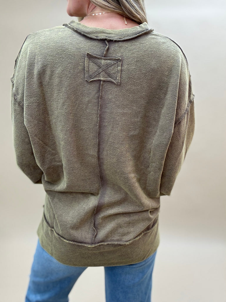 Terry Exposed Seam Pullover
