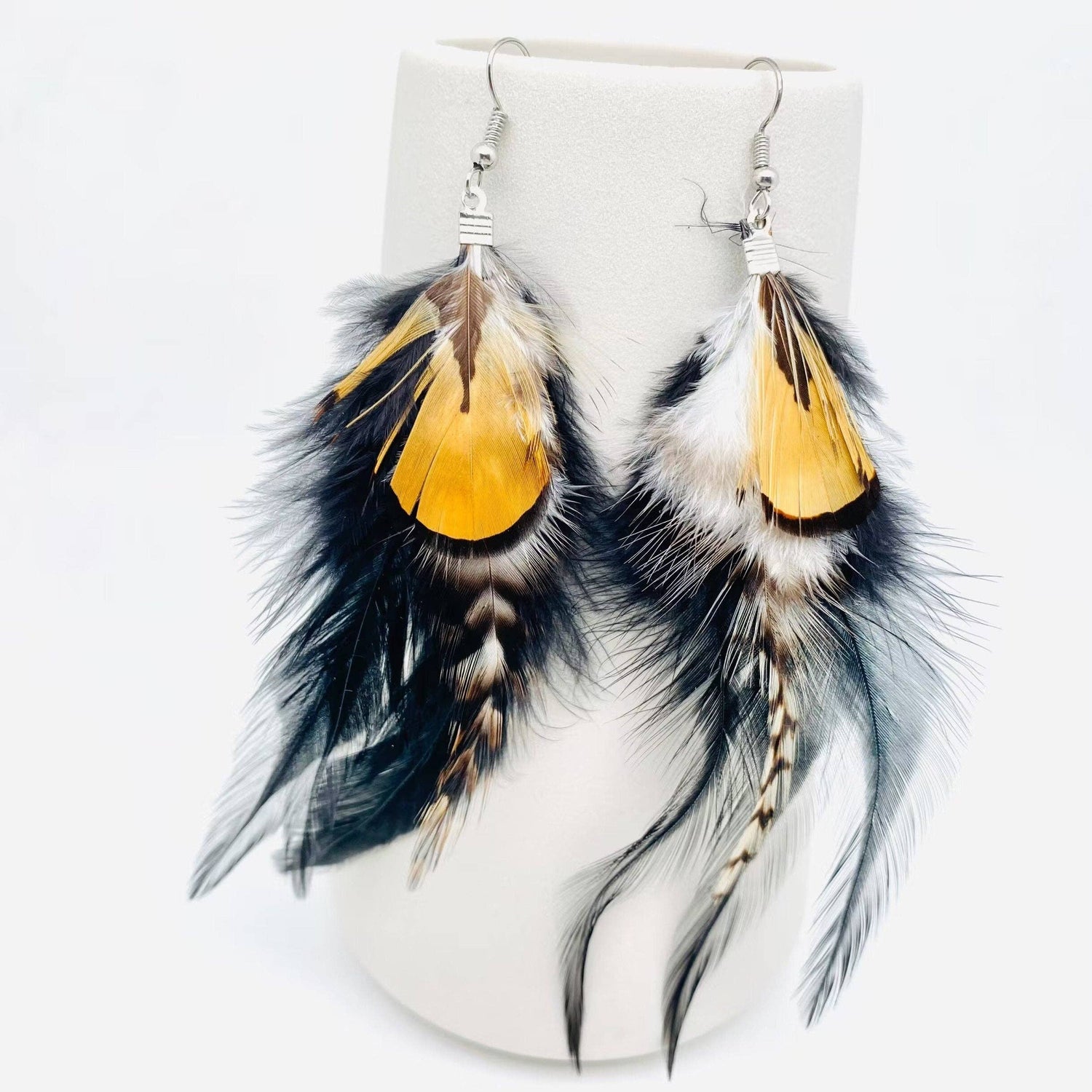 Boho Black Feather Earrings