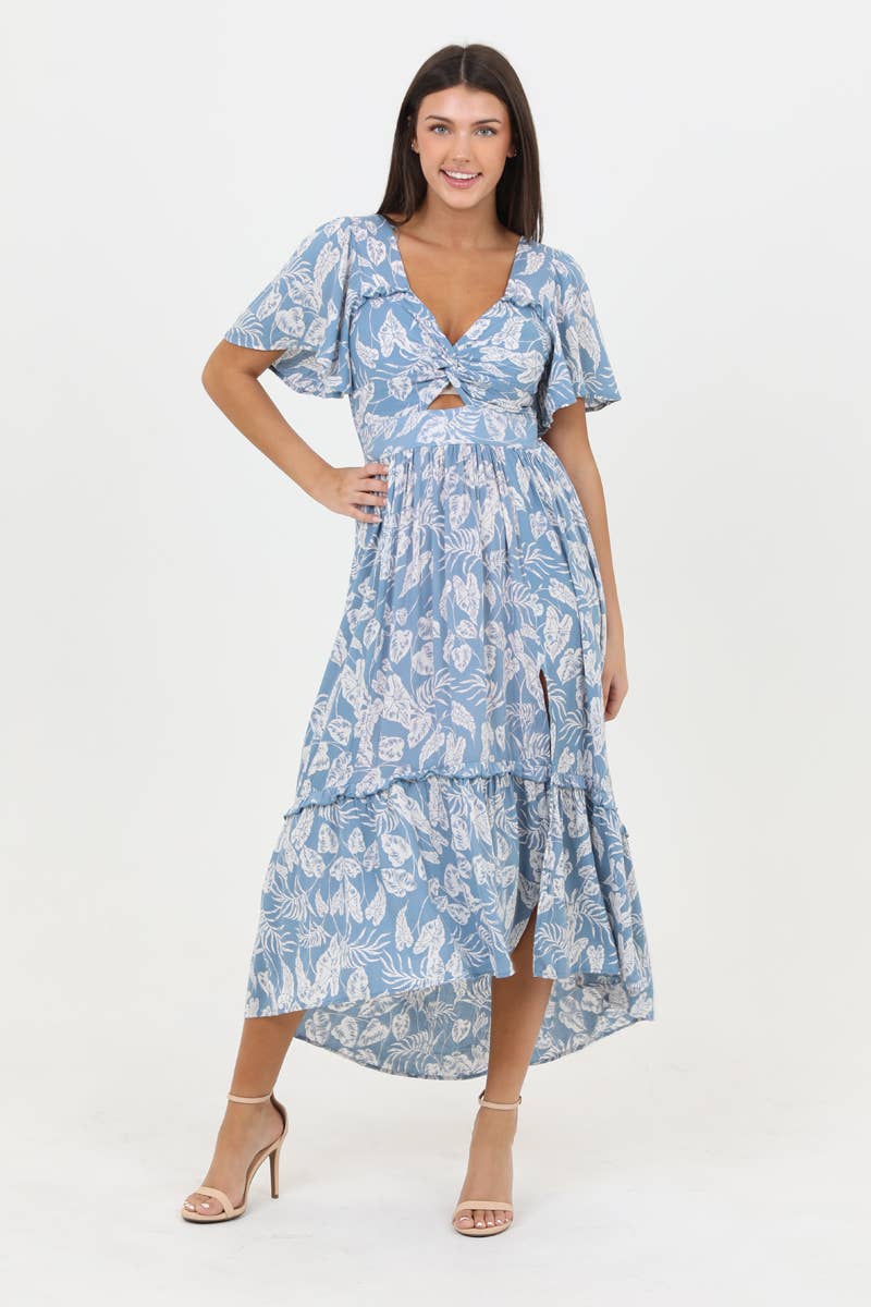 Tea Time Blue Floral Dress