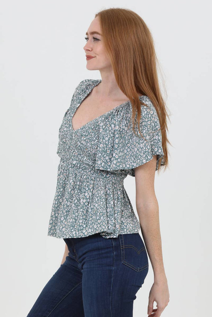 In Bloom Flutter Sleeve Top