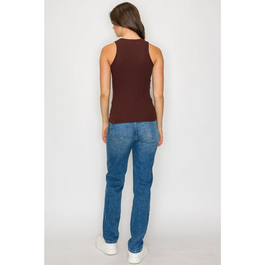 High Neck Ribbed Tank Top