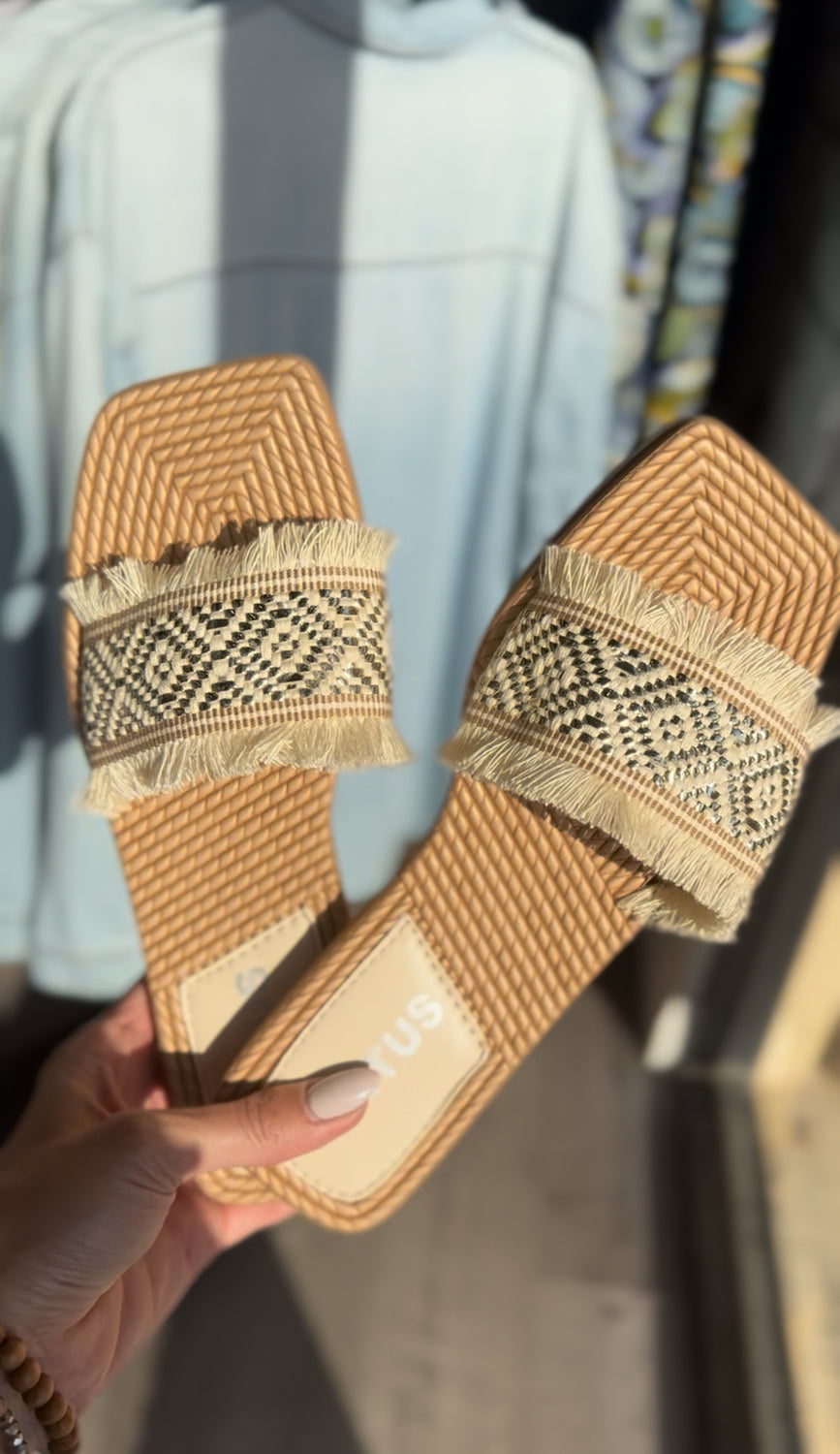 Braided Raffia Slide Sandal