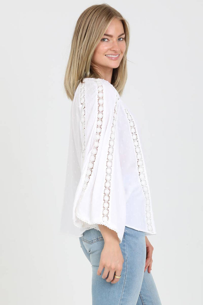 Eyelet Bell Sleeve Top