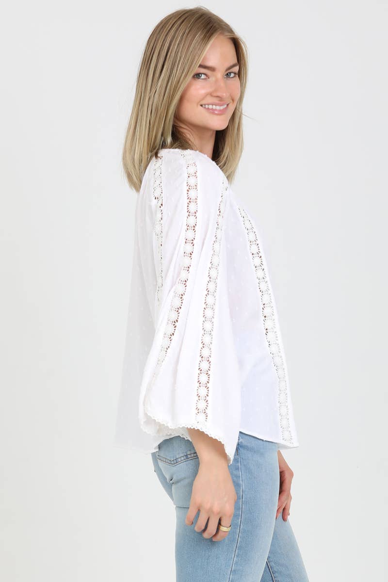 Eyelet Bell Sleeve Top