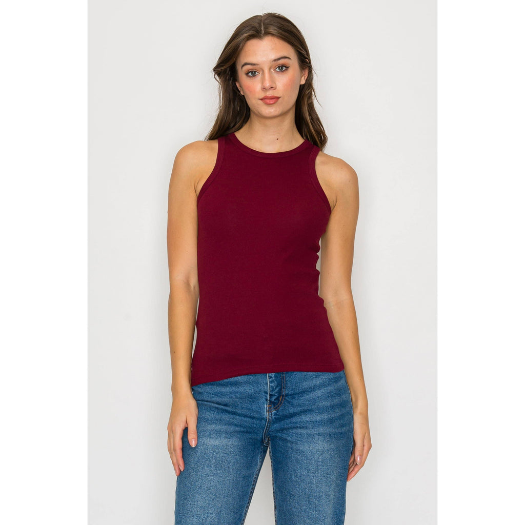 High Neck Ribbed Tank Top