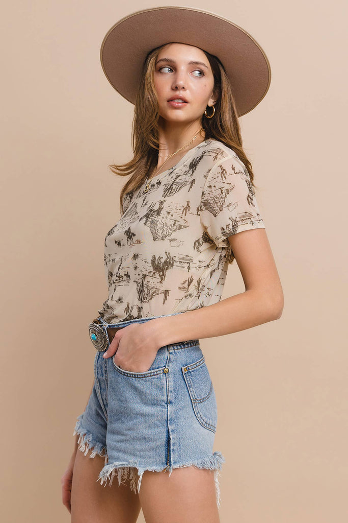 Backroads Western Print Mesh Tee