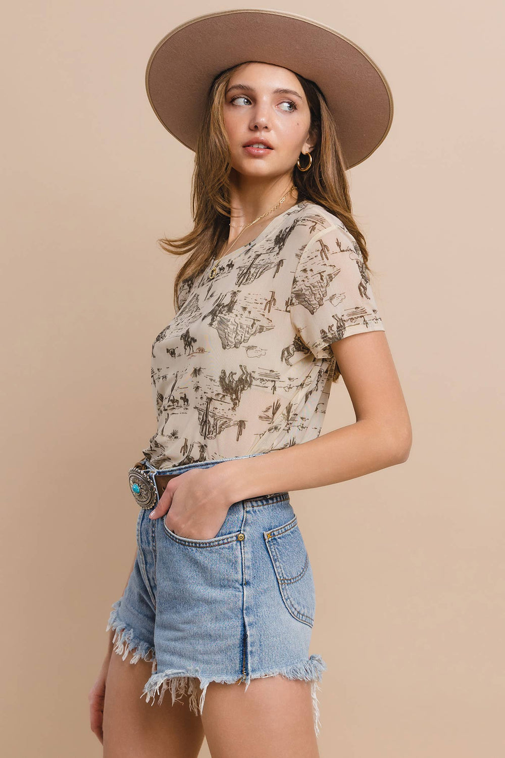 Backroads Western Print Mesh Tee