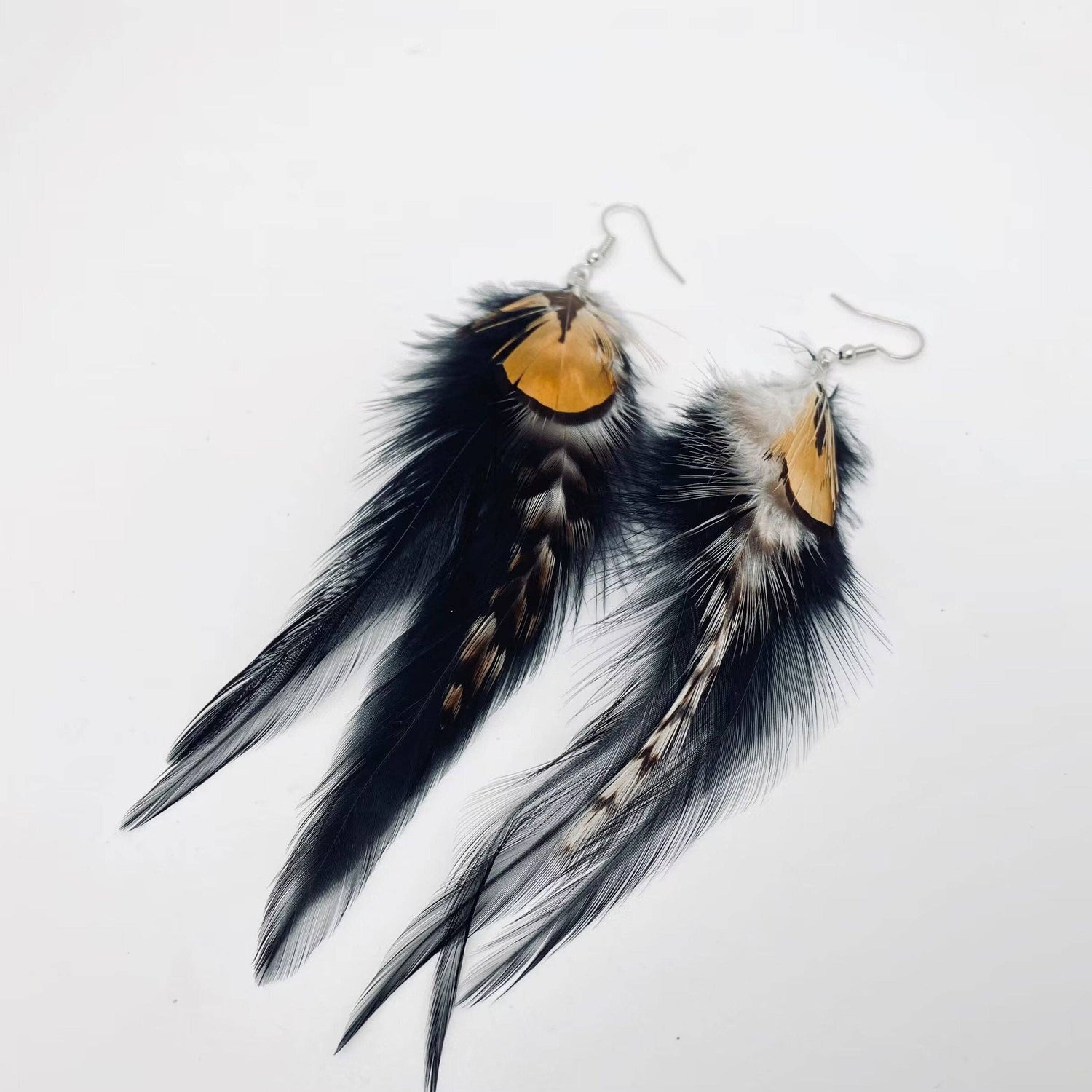 Boho Black Feather Earrings