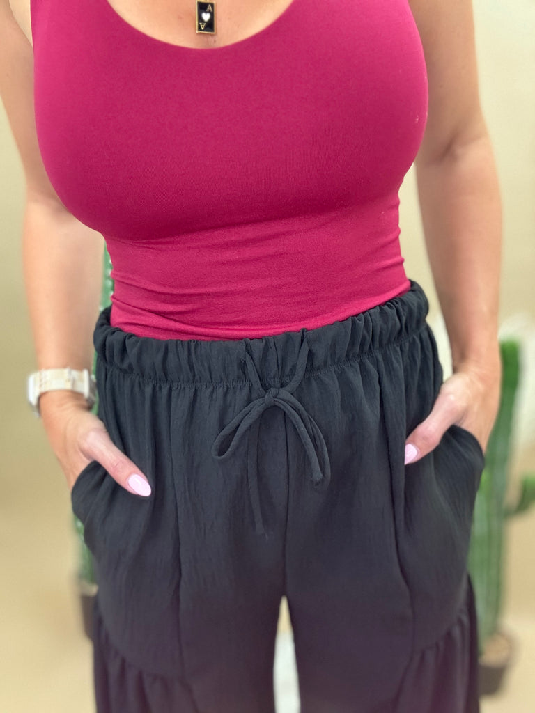 Black Tiered Wide Leg Pant