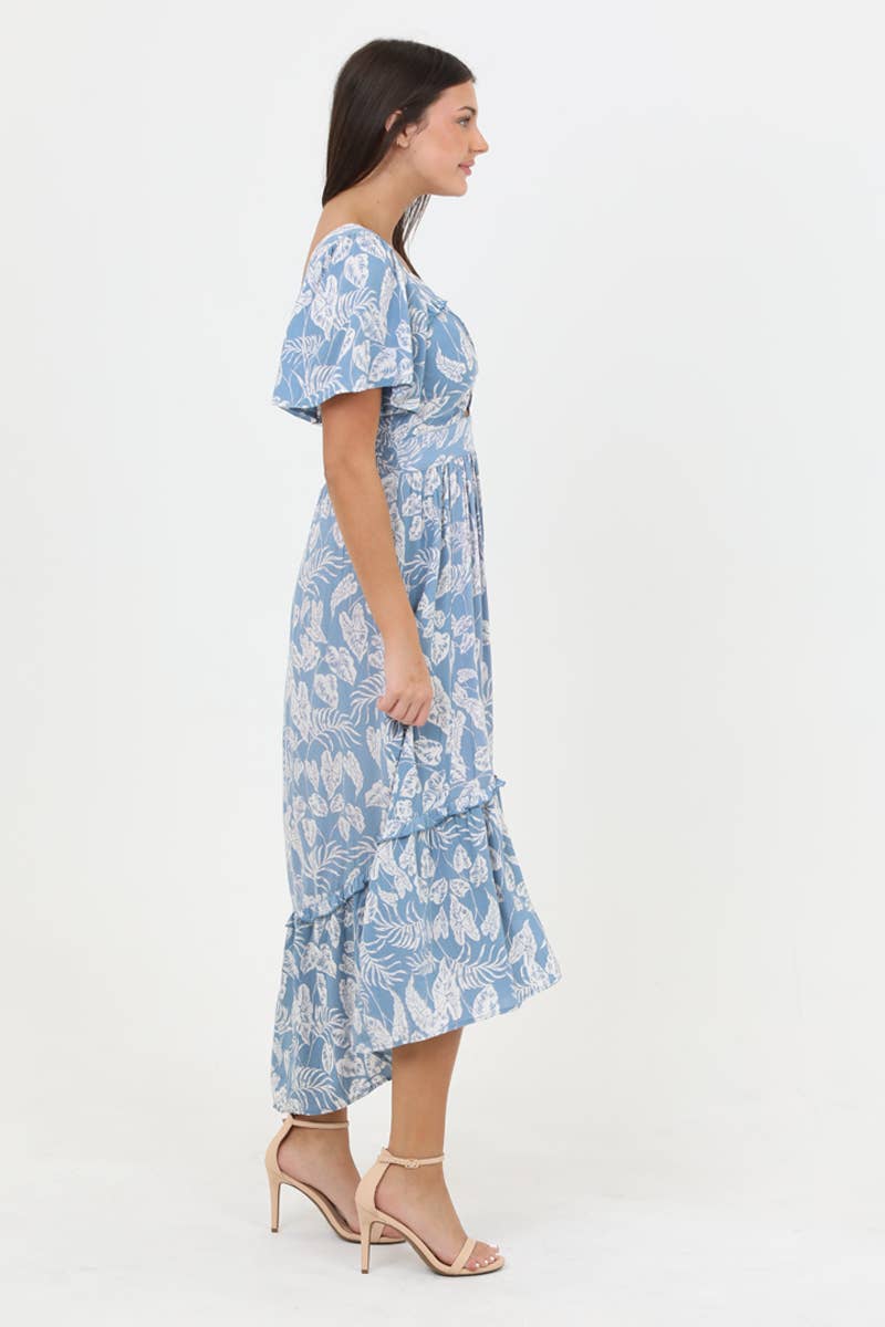 Tea Time Blue Floral Dress
