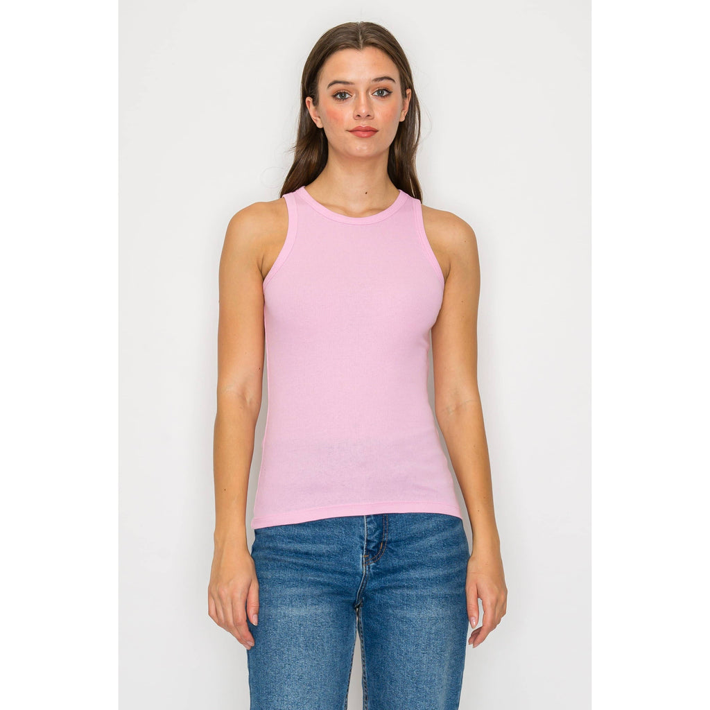 High Neck Ribbed Tank Top