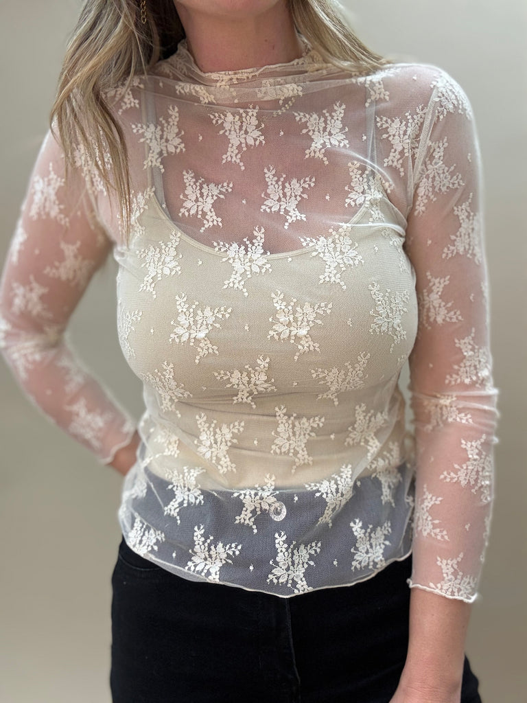 Lace Long Sleeve Beige