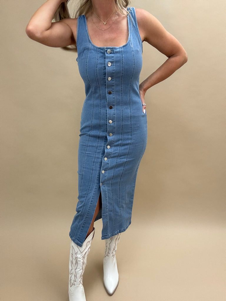 All Buttoned Up Denim Dress