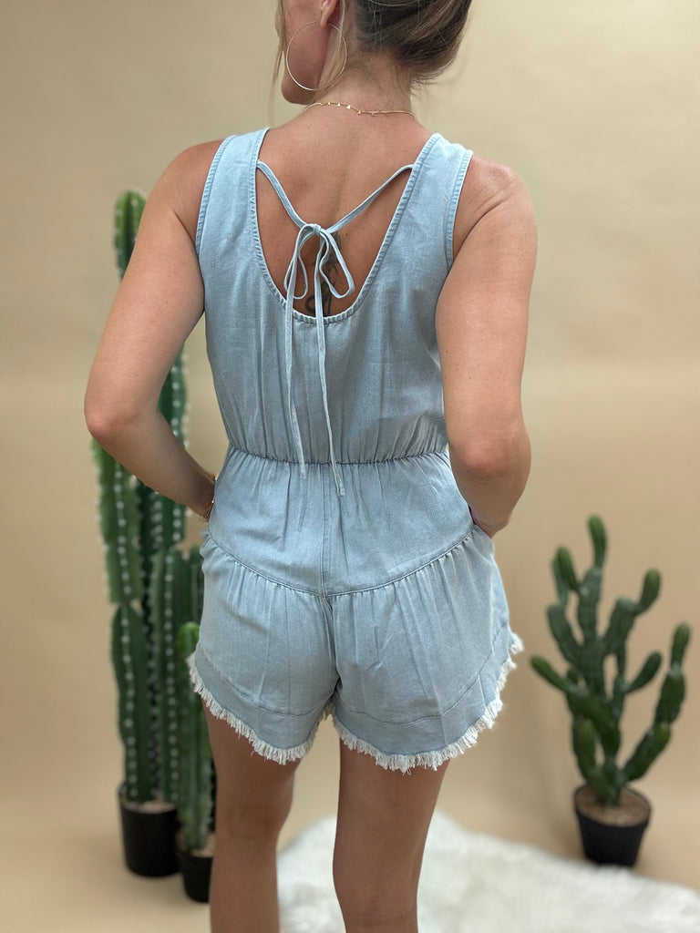 Washed Denim Romper