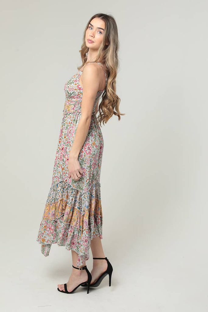 Vineyard Twist Front Midi Dress