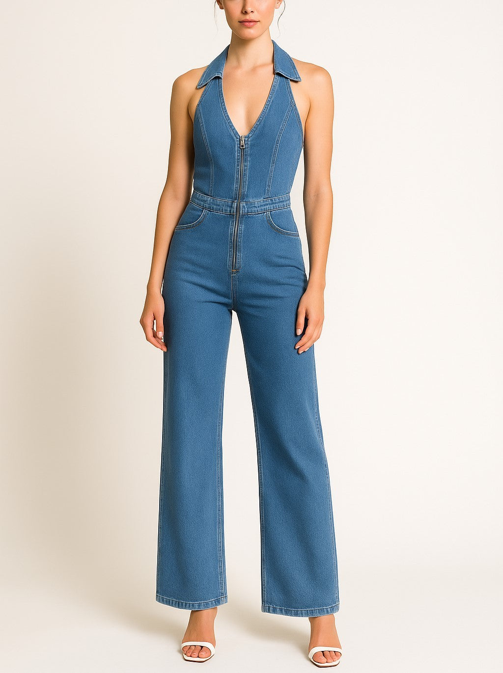 Haltar Denim Jumpsuit