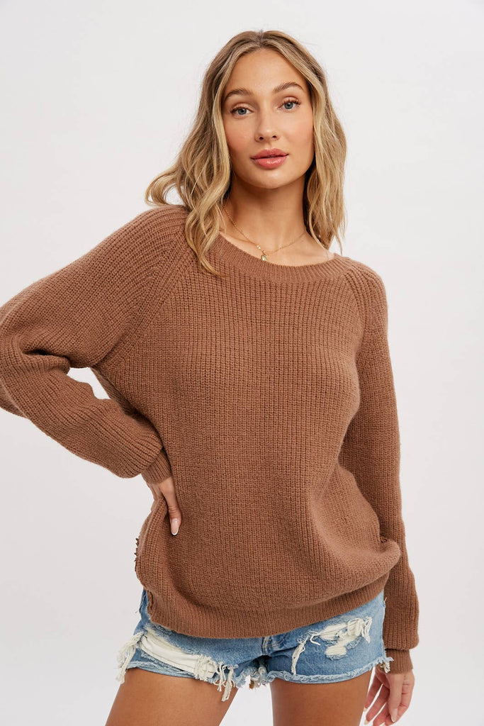 Mocha Openback Sweater