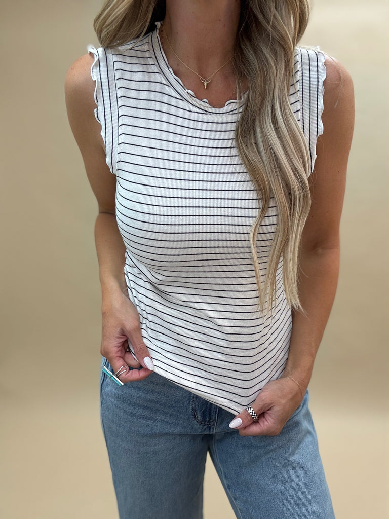 Striped Lettuce Edge Tank Top