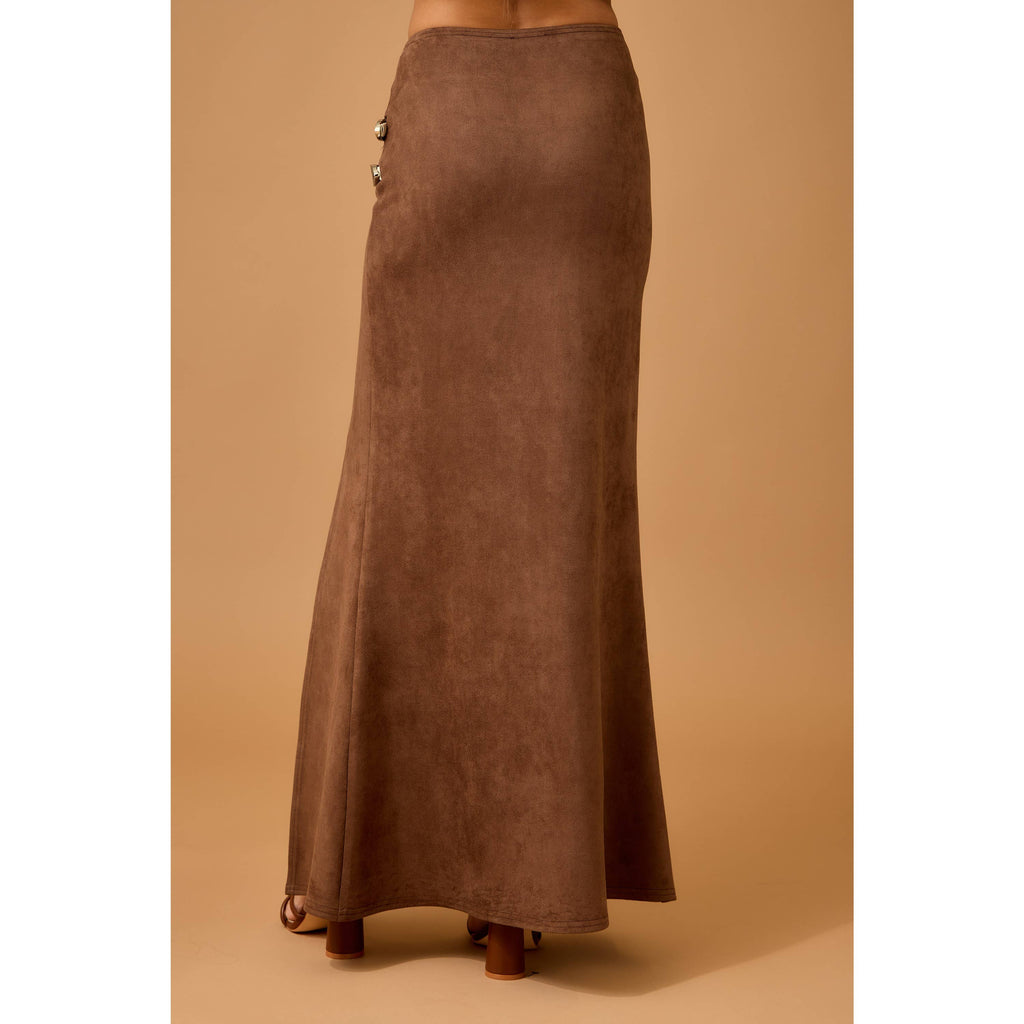Double Buckle Suede Skirt