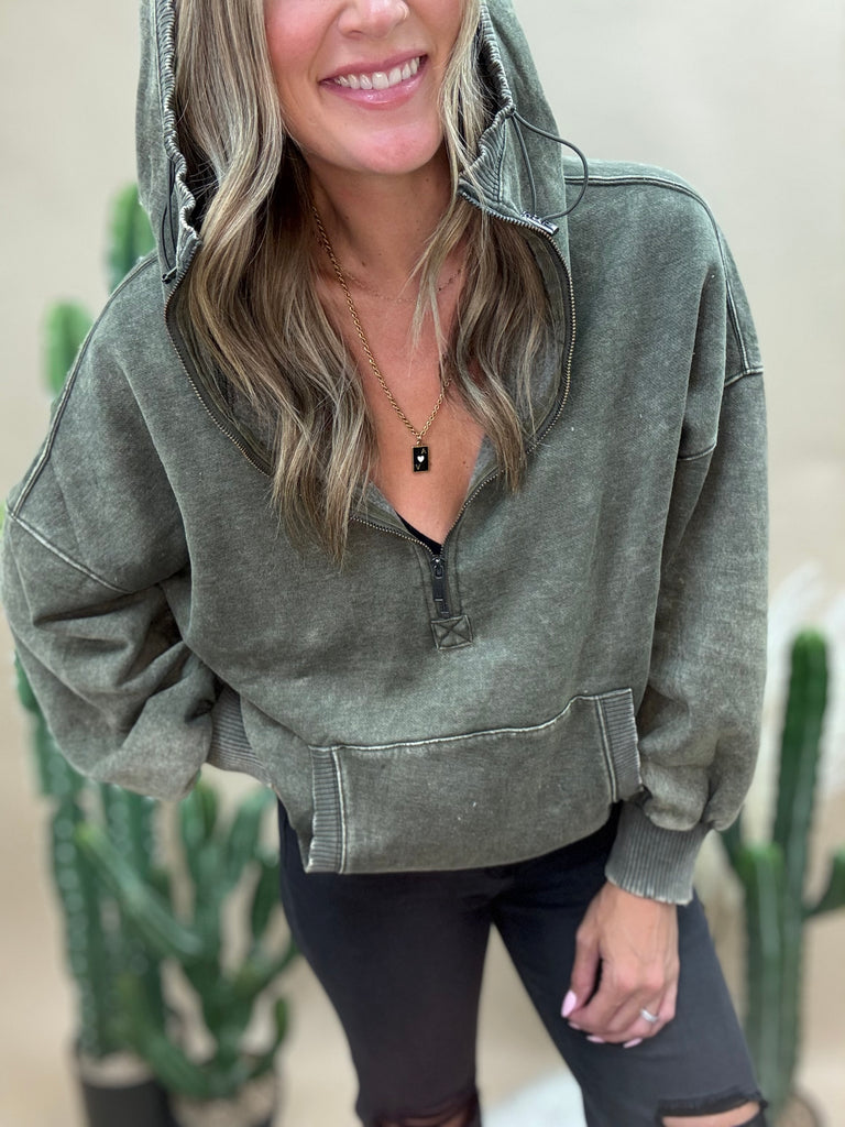 Mesa Olive Acid Washed Sweatshirt