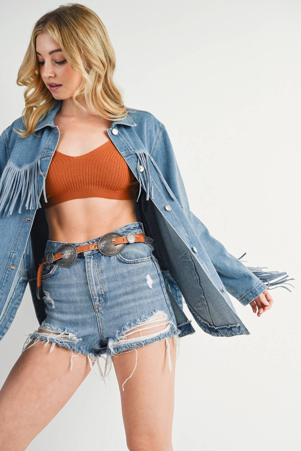 Mystic Denim Fringe Coat