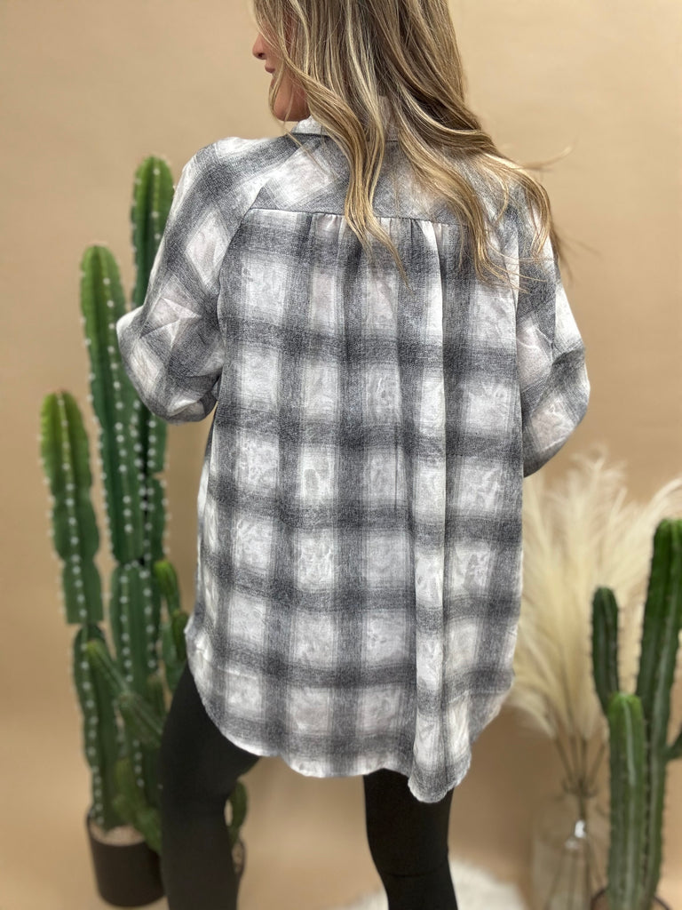 Laura Oat Plaid Washed Flannel Shirt