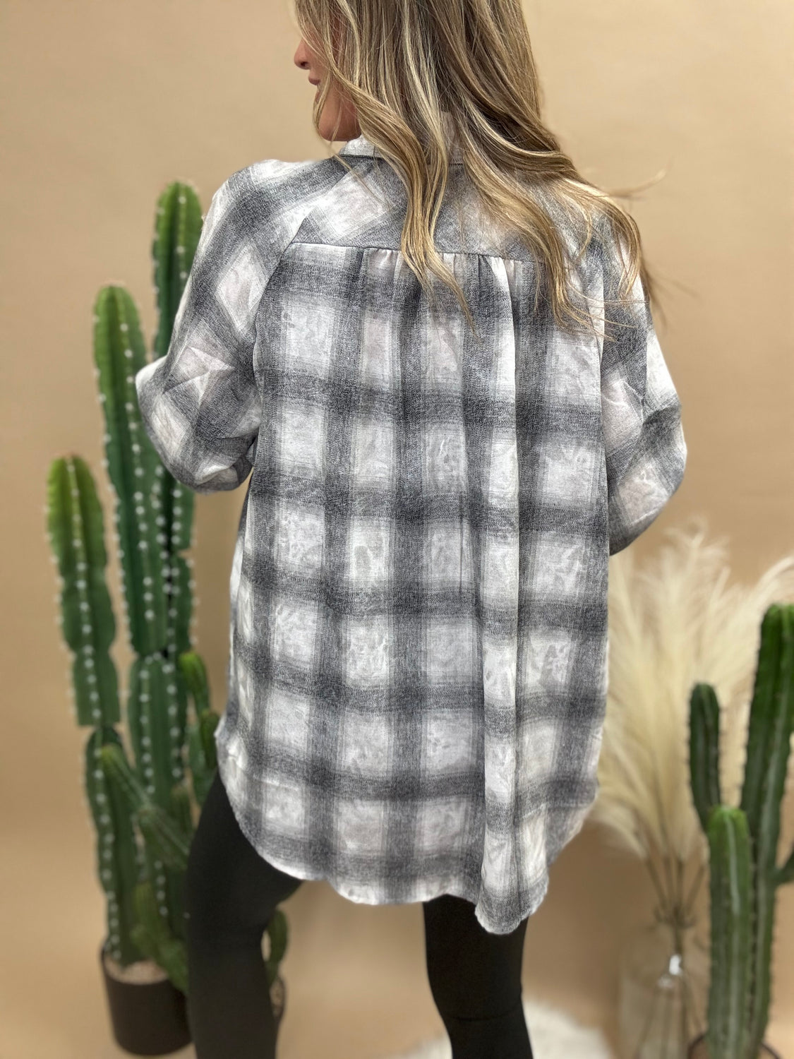 Laura Oat Plaid Washed Flannel Shirt