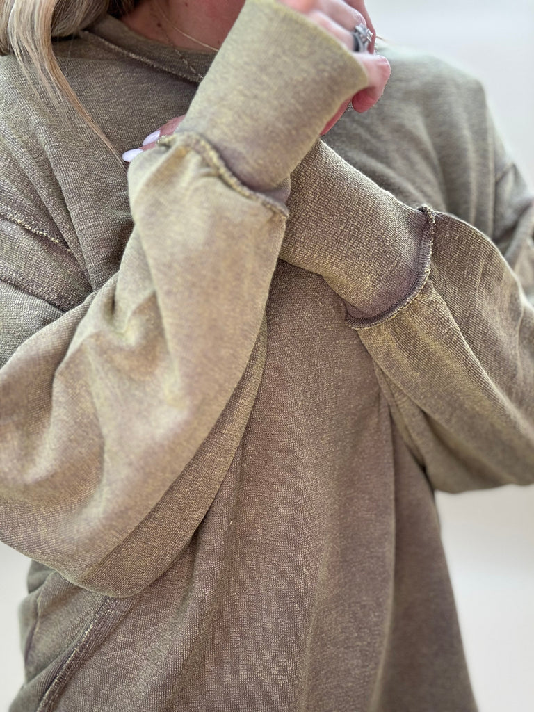 Terry Exposed Seam Pullover